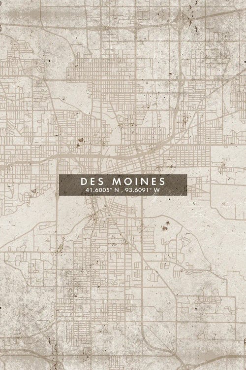 Des Moines City Map Abstract Style