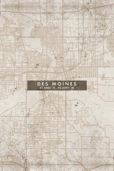 Des Moines: Des Moines City Map Abstract Style by WallDecorAddict