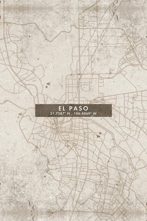 El Paso City Map Abstract Style