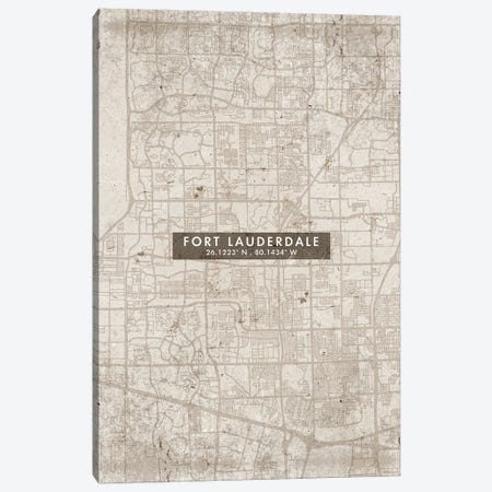 Fort Lauderdale City Map Abstract Style Canvas Print #WDA1938} by WallDecorAddict Canvas Artwork