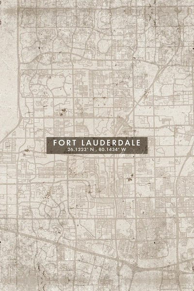 Fort Lauderdale: Fort Lauderdale City Map Abstract Style by WallDecorAddict