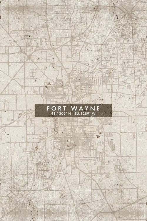 Fort Wayne City Map Abstract Style