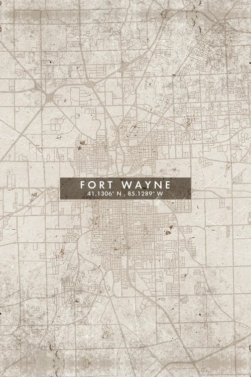 Fort Wayne City Map Abstract Style by WallDecorAddict wall art