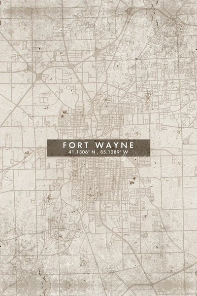 Fort Wayne City Map Abstract Style