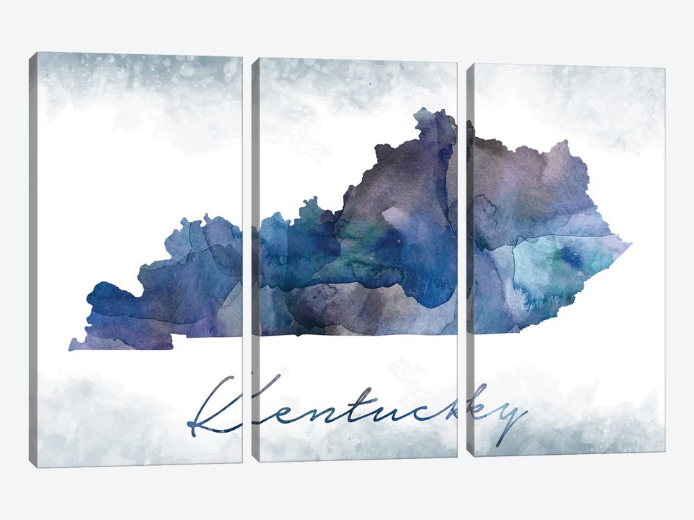 Kentucky State Bluish by WallDecorAddict 3-piece Canvas Art