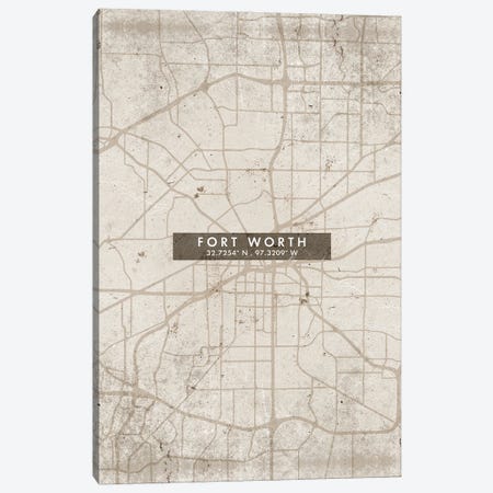 Fort Worth City Map Abstract Style Canvas Print #WDA1940} by WallDecorAddict Art Print