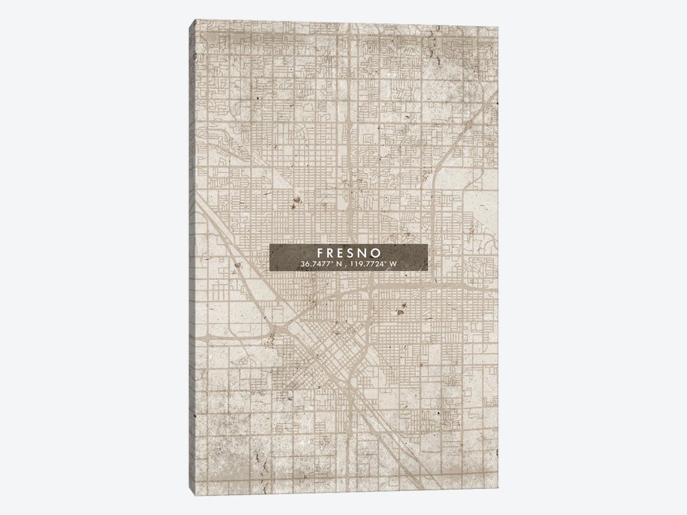 Fresno City Map Abstract Style by WallDecorAddict 1-piece Art Print
