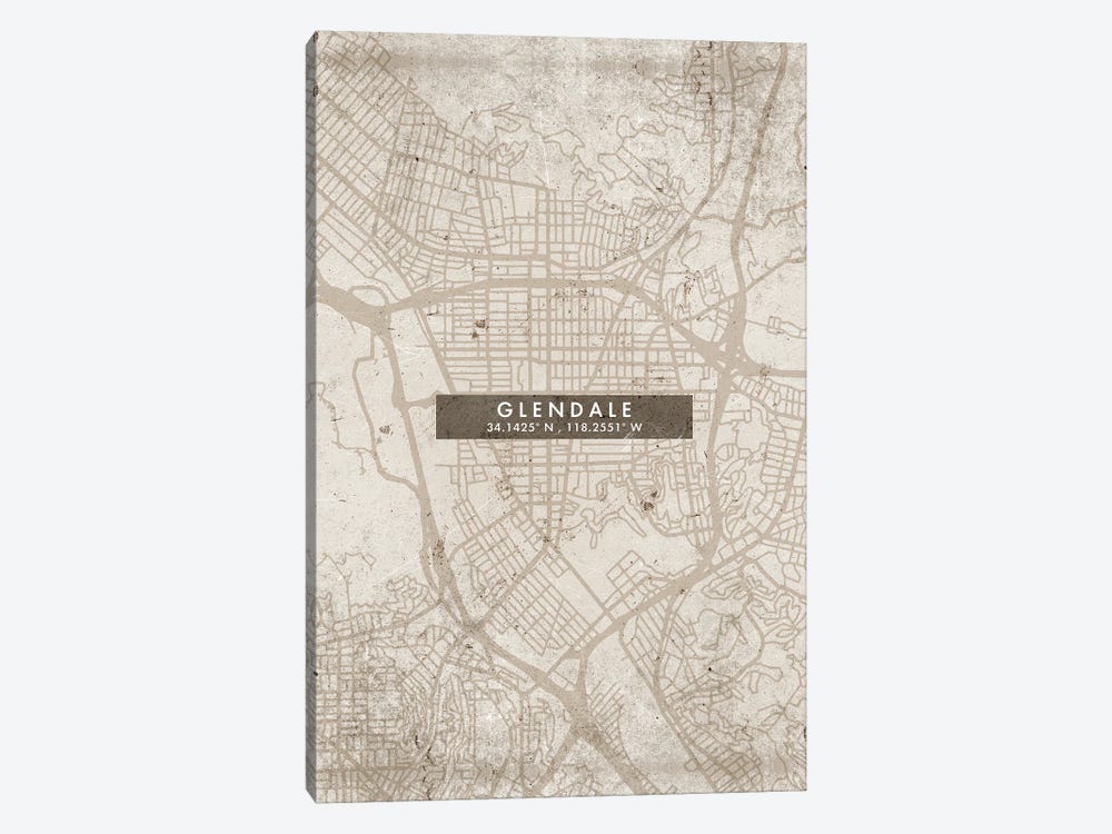 Glendale City Map Abstract Style by WallDecorAddict 1-piece Canvas Artwork