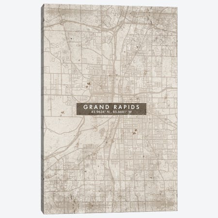 Grand Rapids City Map Abstract Style Canvas Print #WDA1943} by WallDecorAddict Canvas Print