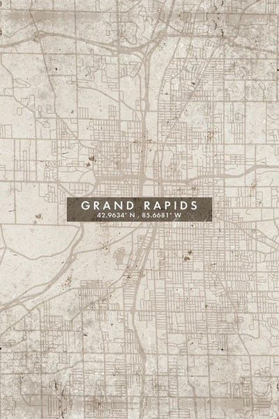 Michigan: Grand Rapids City Map Abstract Style by WallDecorAddict