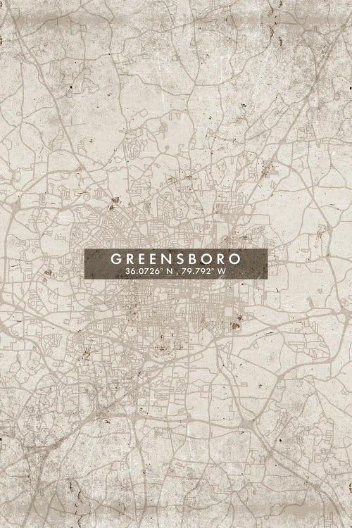 Greensboro, North Carolina, City Map Abstract Style