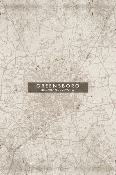 North Carolina: Greensboro, North Carolina, City Map Abstract Style by WallDecorAddict