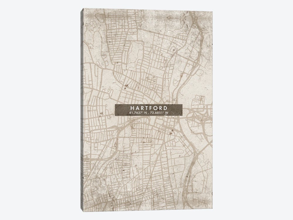 Hartford City City Map Abstract Style by WallDecorAddict 1-piece Canvas Art
