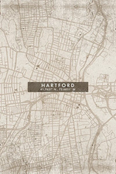Connecticut: Hartford City City Map Abstract Style by WallDecorAddict