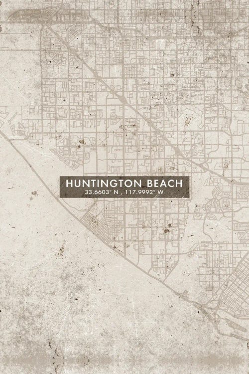 Huntington Beach City Map Abstract Style