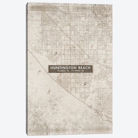 Huntington Beach City Map Abstract Style Canvas Print #WDA1947} by WallDecorAddict Canvas Artwork