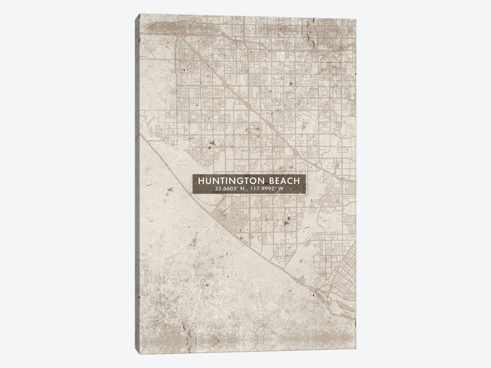 Huntington Beach City Map Abstract Style by WallDecorAddict 1-piece Canvas Print