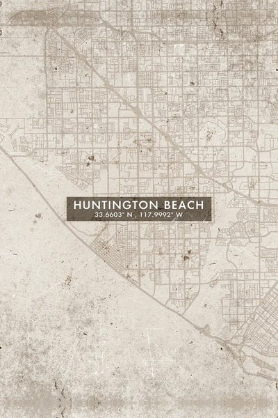 Huntington Beach: Huntington Beach City Map Abstract Style by WallDecorAddict