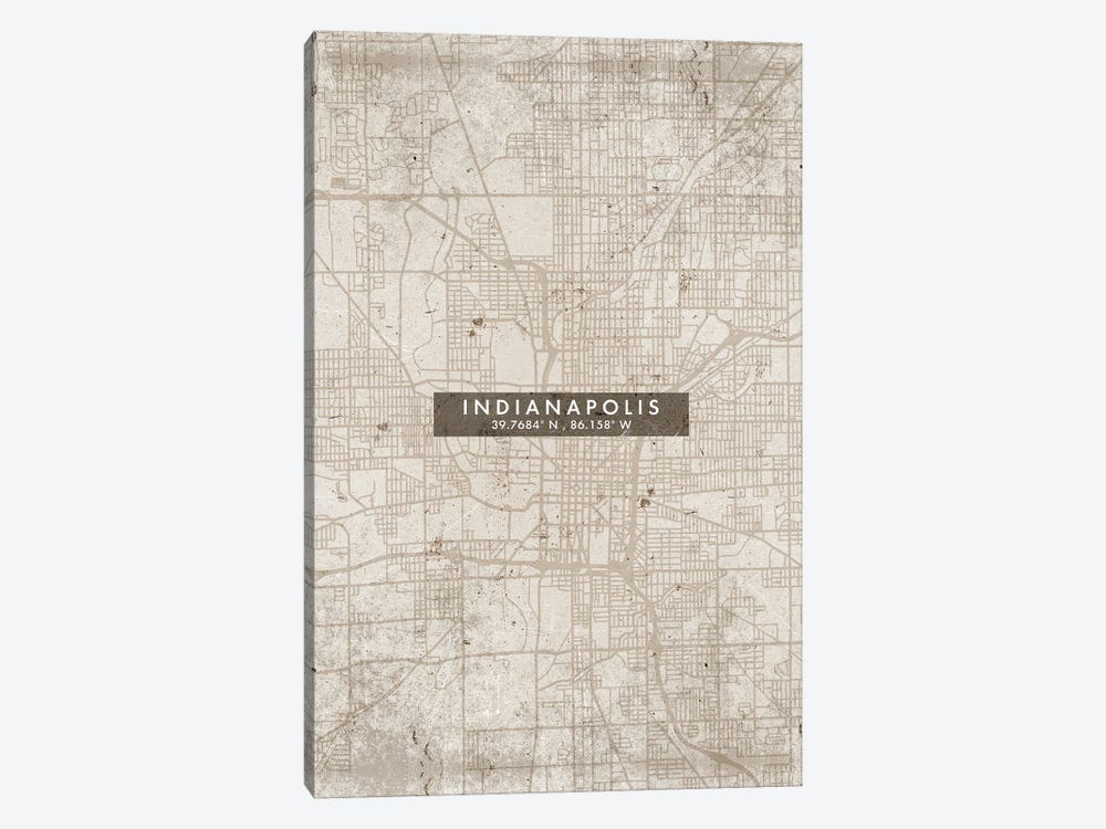 Indianapolis City Map Abstract Style by WallDecorAddict 1-piece Canvas Artwork