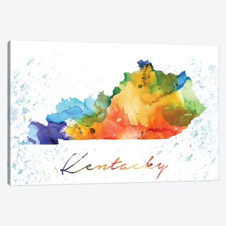 Kentucky State Colorful Canvas Print #WDA194} by WallDecorAddict Canvas Artwork