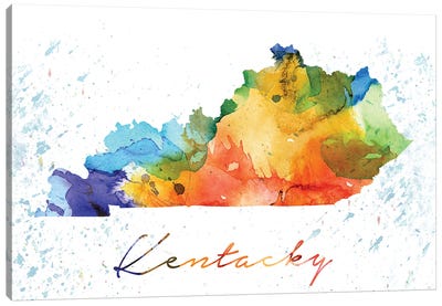 Kentucky State Colorful Canvas Art Print - State Maps