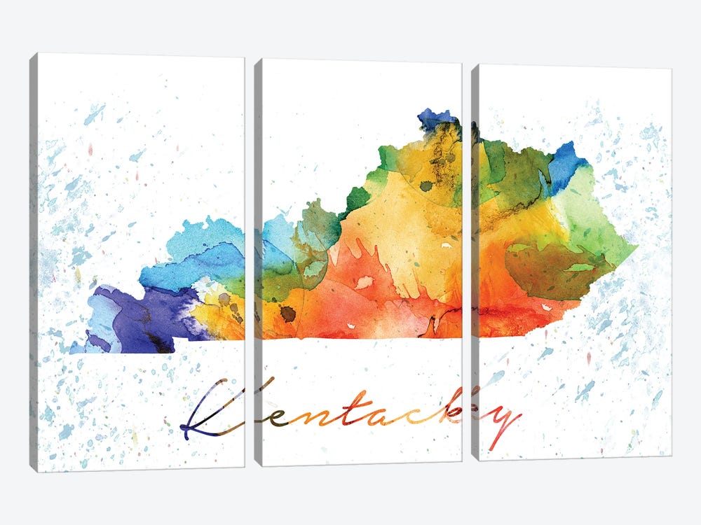 Kentucky State Colorful by WallDecorAddict 3-piece Canvas Print