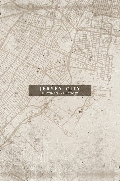 Jersey City, New Jersey, City Map Abstract Style by WallDecorAddict art print
