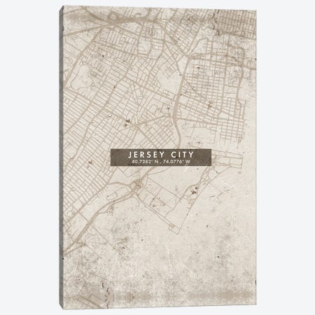 Jersey City, New Jersey, City Map Abstract Style Canvas Print #WDA1950} by WallDecorAddict Canvas Artwork