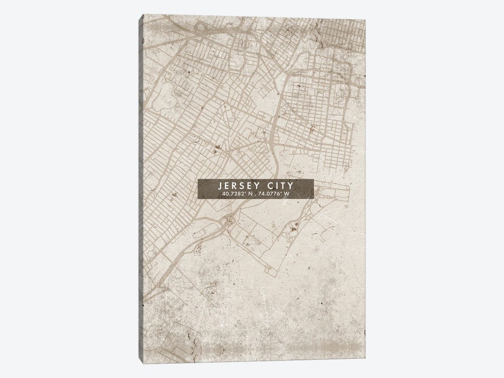 Jersey City, New Jersey, City Map Abstract Style by WallDecorAddict 1-piece Art Print