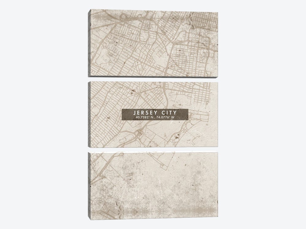 Jersey City, New Jersey, City Map Abstract Style by WallDecorAddict 3-piece Art Print