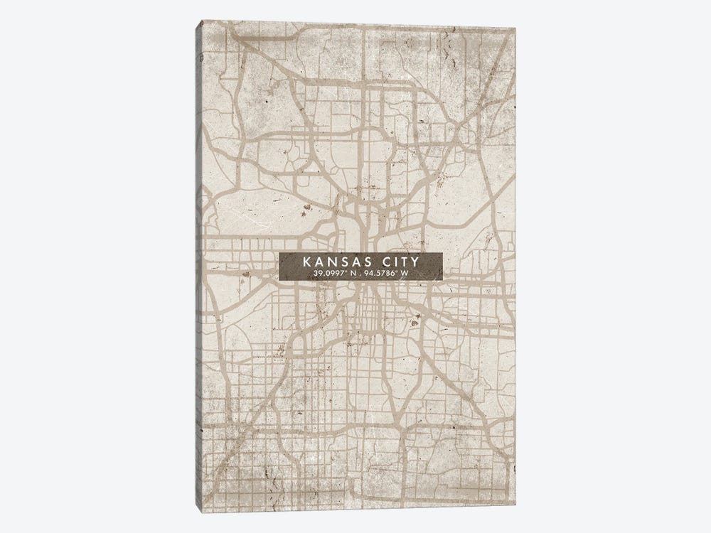 Kansas City Map Abstract Style by WallDecorAddict 1-piece Canvas Art