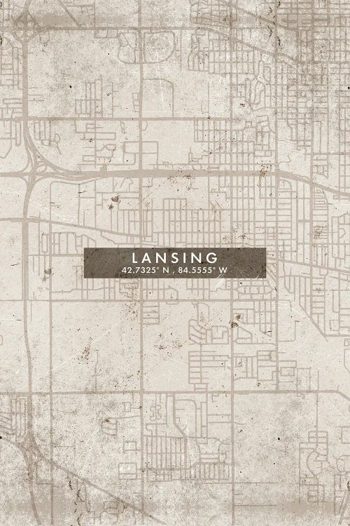 Lansing City Map Abstract Style