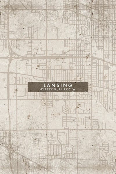 Michigan: Lansing City Map Abstract Style by WallDecorAddict