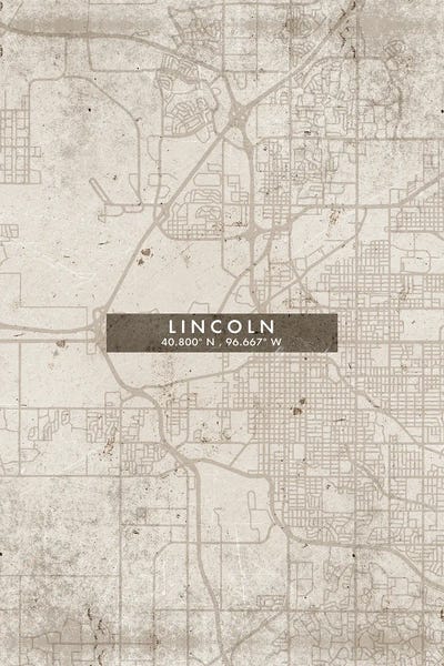 Lincoln  City Map Abstract Style by WallDecorAddict art print