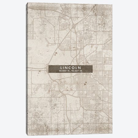 Lincoln  City Map Abstract Style Canvas Print #WDA1956} by WallDecorAddict Art Print