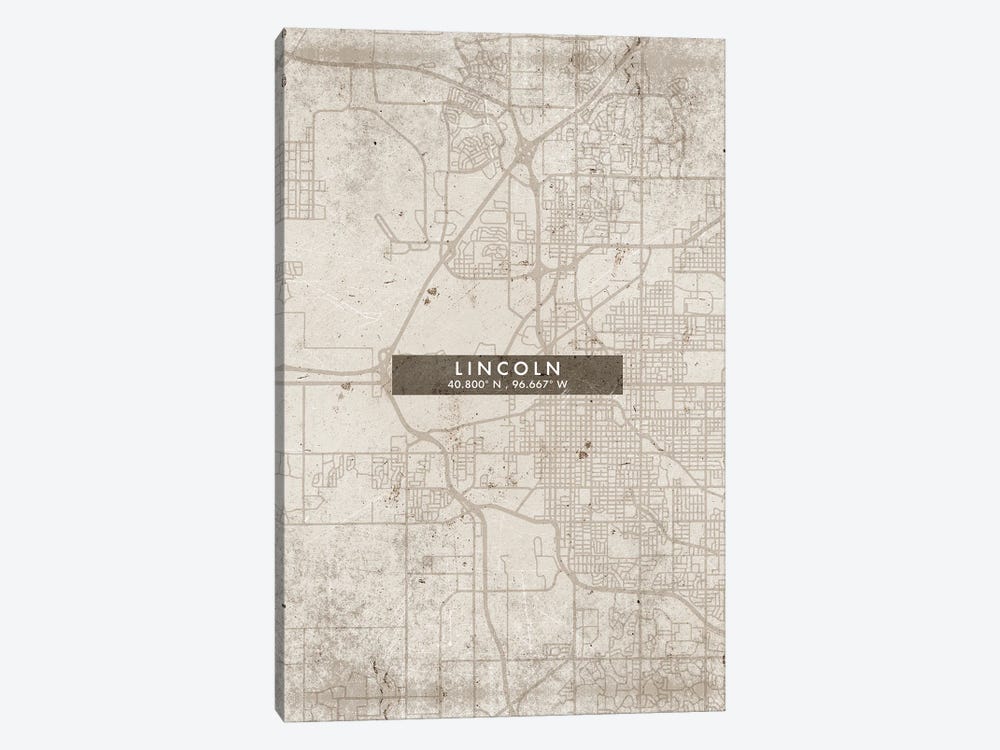 Lincoln  City Map Abstract Style by WallDecorAddict 1-piece Art Print