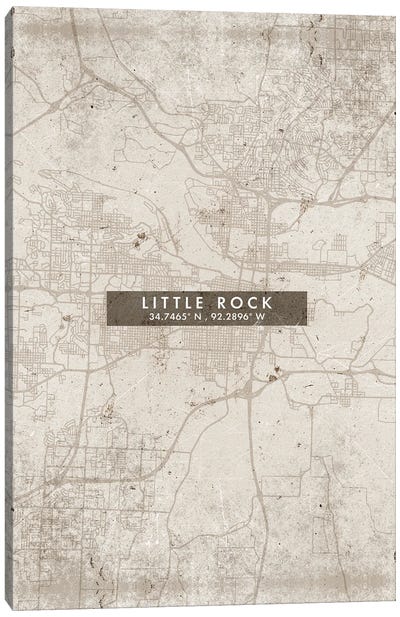 Little Rock City Map Abstract Style Canvas Art Print - Arkansas Art