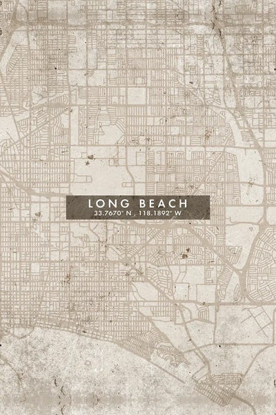 Long Beach City Map Abstract Style by WallDecorAddict framed canvas print