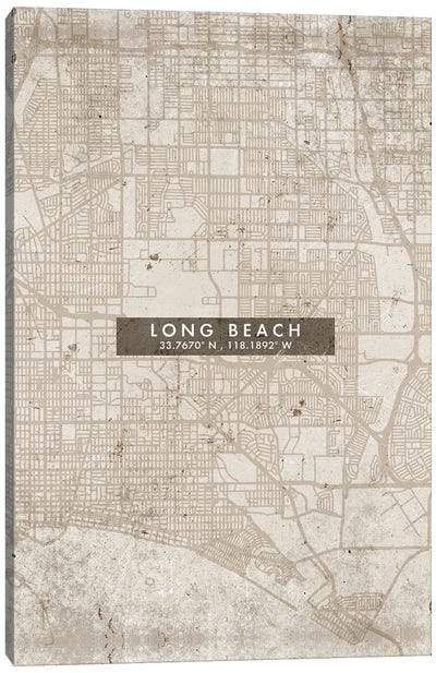 Long Beach City Map Abstract Style Canvas Art Print