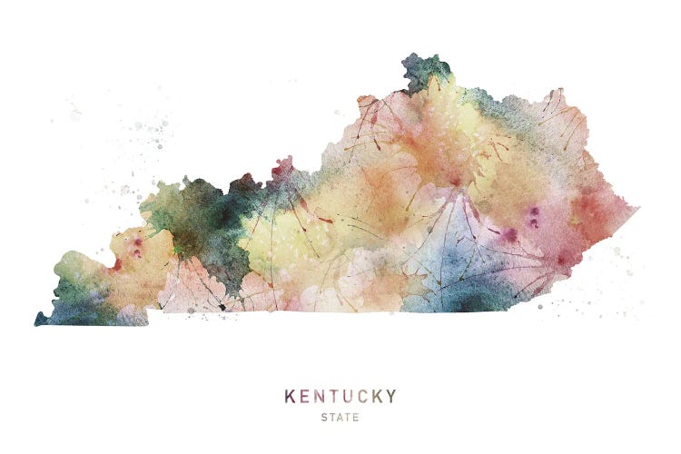 Kentucky Watercolor State Map