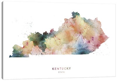 Kentucky Watercolor State Map Canvas Art Print - Kentucky Art