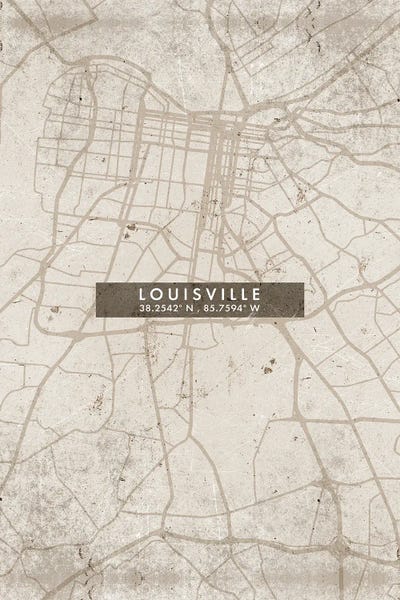 Kentucky: Louisville City Map Abstract Style by WallDecorAddict