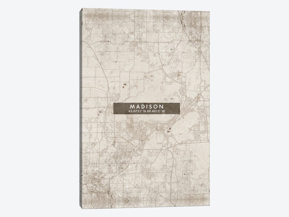 Madison City Map Abstract Style by WallDecorAddict 1-piece Canvas Print