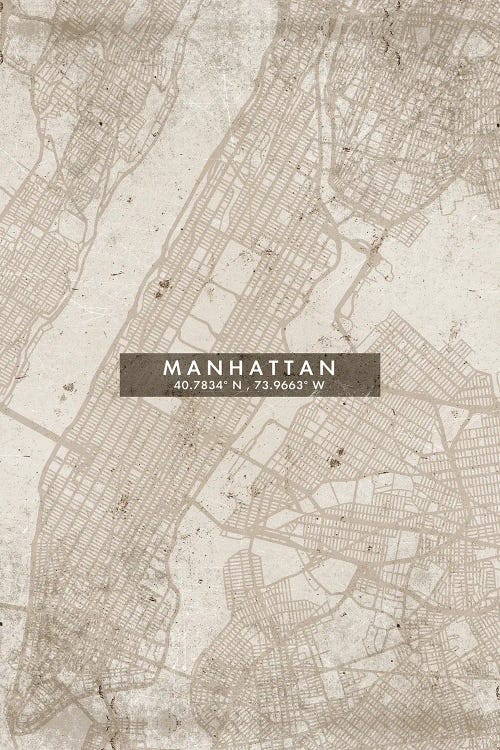 Manhattan City Map Abstract Style