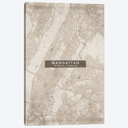 Manhattan City Map Abstract Style Canvas Print #WDA1962} by WallDecorAddict Canvas Art Print