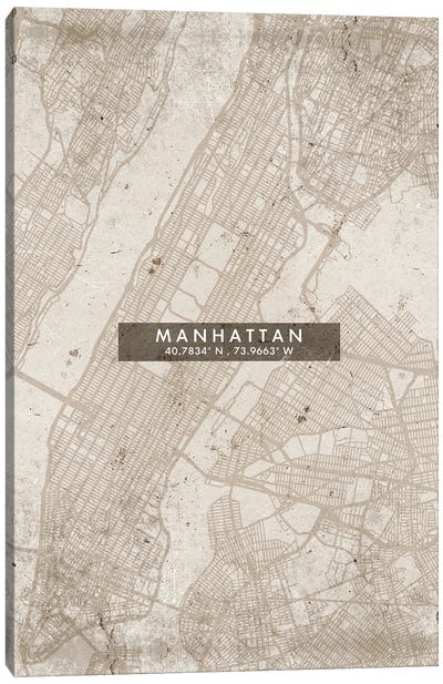 Manhattan City Map Abstract Style Canvas Art Print - New York City Map