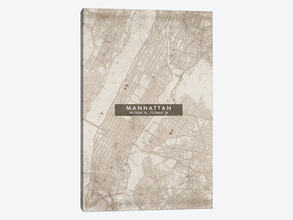 Manhattan City Map Abstract Style by WallDecorAddict 1-piece Canvas Art
