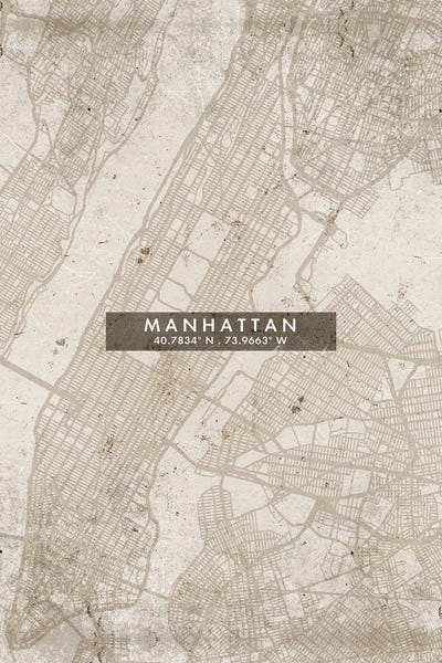 New York City Maps: Manhattan City Map Abstract Style by WallDecorAddict
