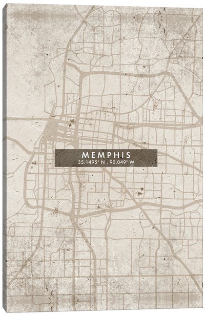 Memphis City Map Abstract Style Canvas Art Print - Tennessee Art