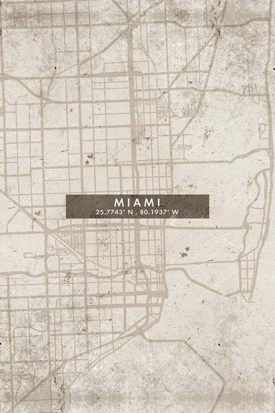 WallDecorAddict: Miami City Map Abstract Style by WallDecorAddict